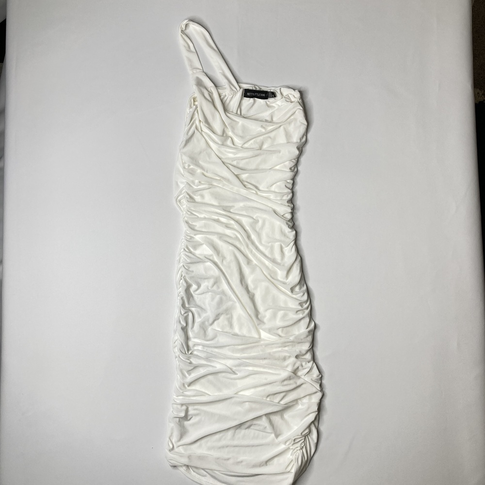 PrettyLittleThing Ivory One Shoulder Dress